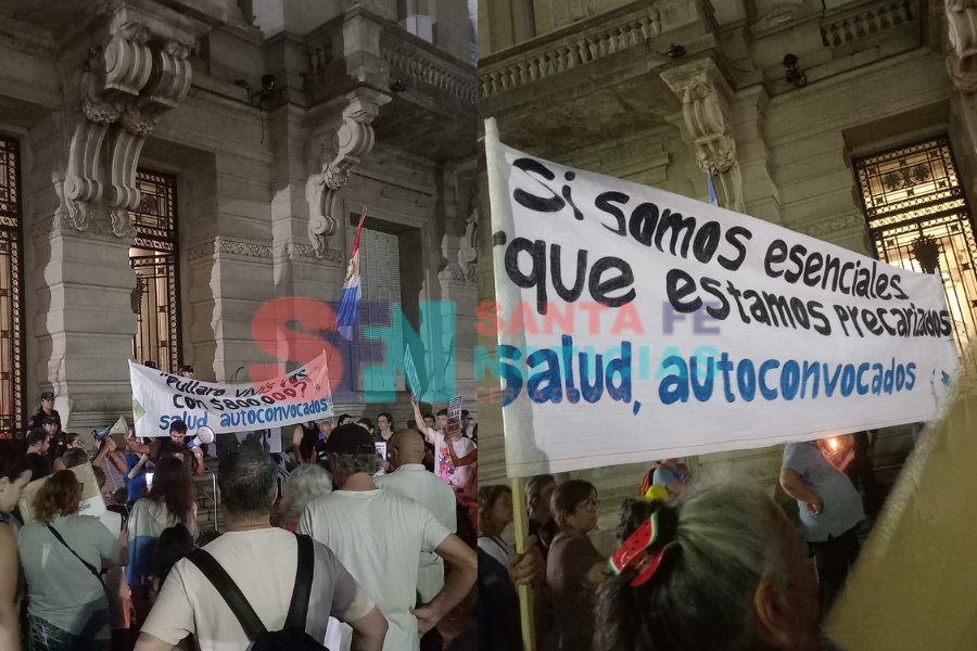 Docentes y trabajadores de la salud se movilizaron frente a la Casa de ...