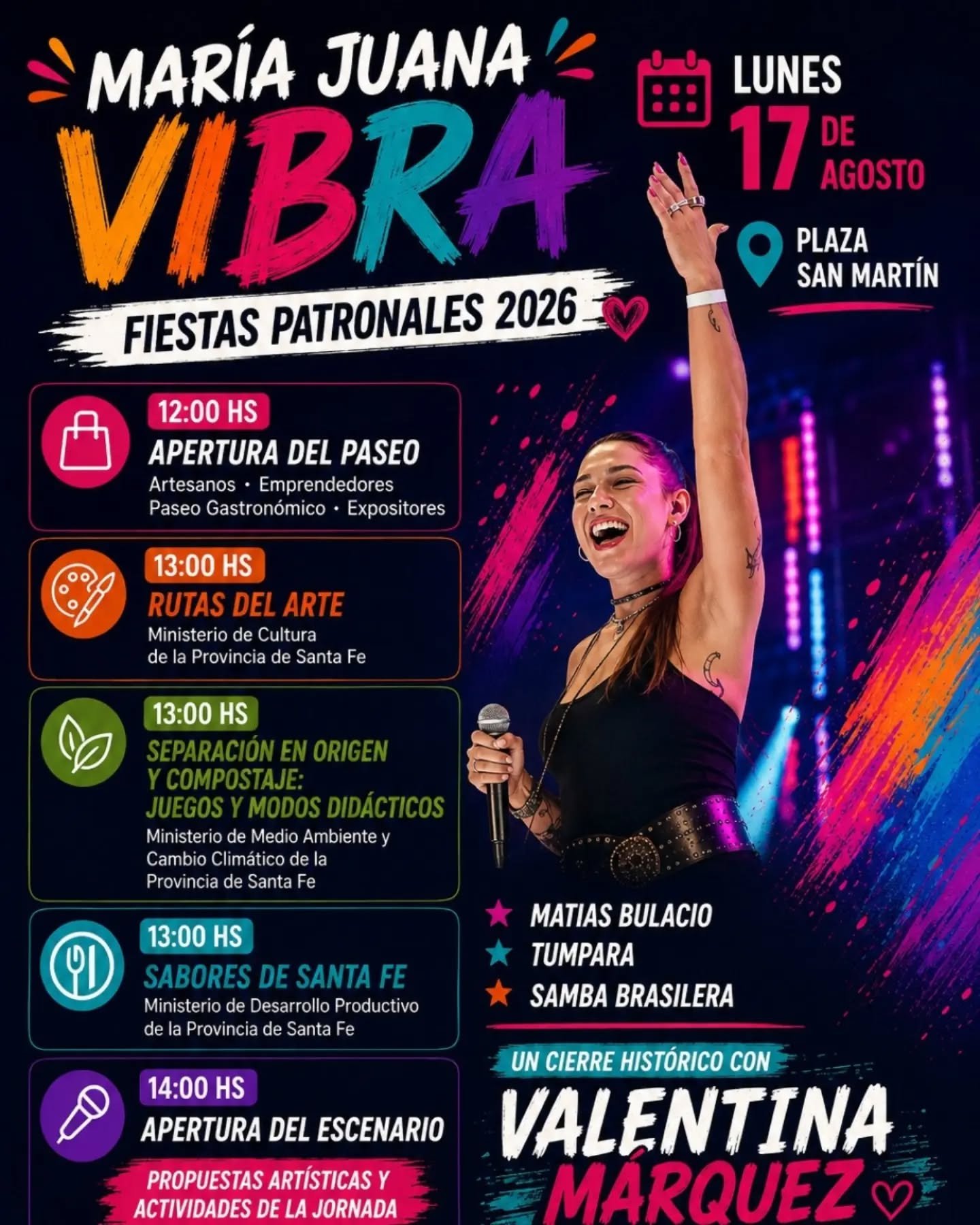 María Juana Vibra: así será la jornada del lunes en las Fiestas Patronales